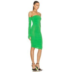 The Andamane Linda Draped Mini Dress in Green 40 New Womens Off Shoulders